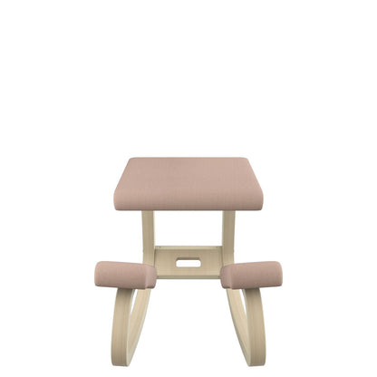 Varier Variable balans - The original kneeling chair, perfect for working at home - Fabric in apricot and wooden base in natural lacquered ash wood.