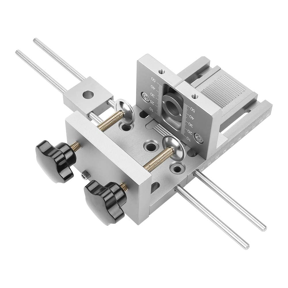 Dowel Jig, 3 in 1 6/8/10/15mm High Precision Woodworking Self-centering Doweling Jig Drill Guide Locator Kit, equipped with a special clamping plate.