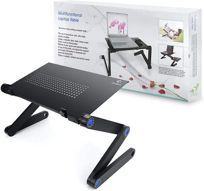 LifeBasis Laptop Stand Foldable Fully Adjustable Notebook Stand Aluminum Alloy Portable Bed Breakfast Tray Book Stand for Ultrabook Notebook up to 17", Black PACKAGING