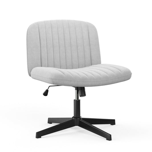 naspaluro office chair without armrests, desk chair with fabric cover, reading chair with wider cushion for sitting cross-legged, rocking function, height adjustable, 360° swivel chair for home, gray