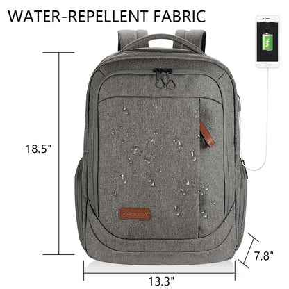 KROSER Laptop Backpack Schoolbag 17.3 Inch Travel Backpack Carry-on Daypack Water-Resistant Multifunction Laptop Bag for Business/School/Travel/Women/Men-Gray