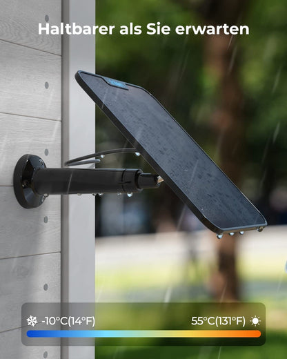 [2023 Update Version] Reolink 6W Solar Panel for Battery Powered Outdoor Security Camera, USB Interface, Solar WiFi IP Camera with 360° Adjustable Bracket, Non-Stop Solar (4m Cable), Black