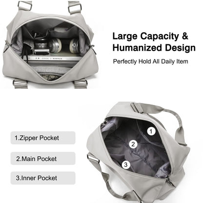FANDARE Ultralight Travel Bags Carry-on Sports Bag for Men and Women Shoulder Bag Overnight Weekend Clinic Handbag Swim Bag Training Bag Black