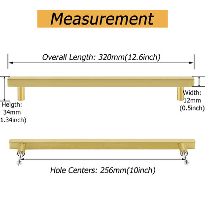 Goldenwarm 10-Pack Cabinet Handles - Stainless Steel Gold 256mm LS1212GD256 - Brass Drawer Pulls