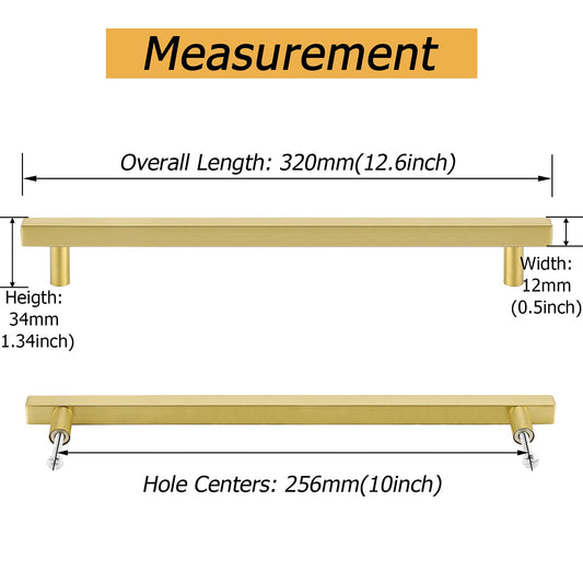 Goldenwarm 10-Pack Cabinet Handles - Stainless Steel Gold 256mm LS1212GD256 - Brass Drawer Pulls