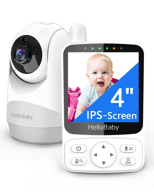 HelloBaby baby monitor with camera, 29 hours battery life, 318°/120° pan-tilt camera, 2x zoom, infrared night vision camera, ECO mode, up to 1000ft range, 2-way audio.