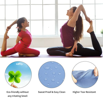 Non-slip and eco-friendly TPE sport mat with carrying strap for Pilates, workout, fitness. 183 x 61 x 0.6 cm (Blue)