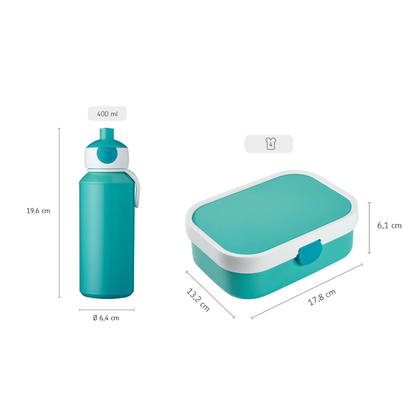 Mepal - Lunch Set Campus Little Dutch - Set for children with pop-up drinking bottle & lunch box - Lunch set for school or on the go - Dishwasher safe & BPA-free - 400ml + 750ml - Little Farm