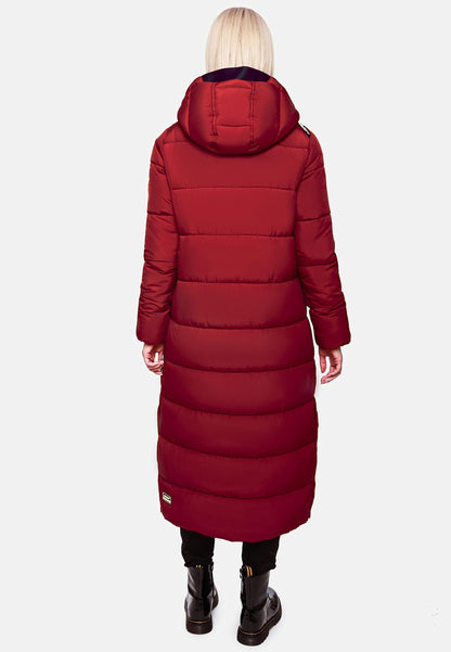 Navahoo women's winter coat Warm quilted coat long with detachable hood Isalie Dark Red size XS