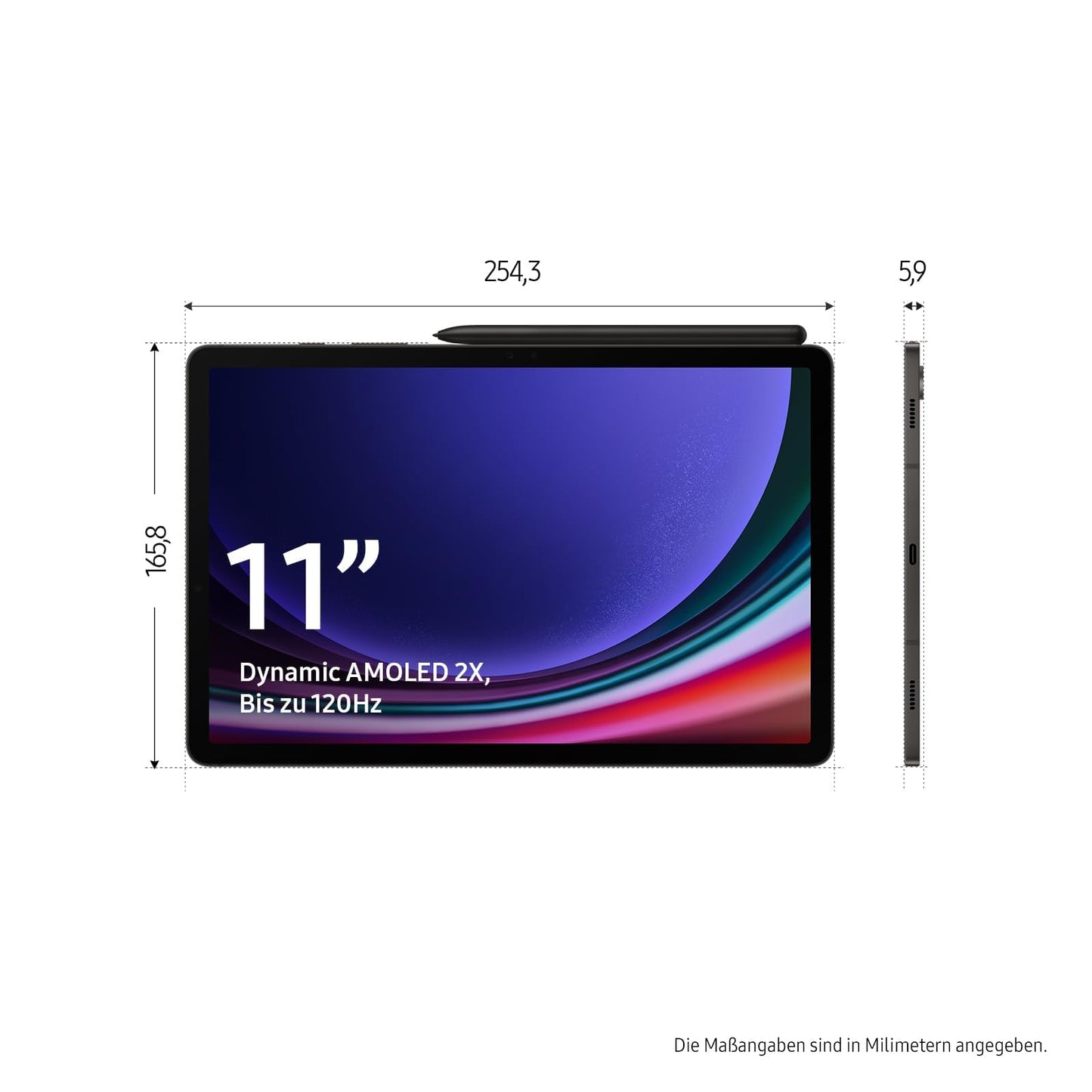Samsung Galaxy Tab S9 AI-Android tablet, Wi-Fi, 128GB/8GB RAM, MicroSD card slot, includes S Pen, unlocked without contract, Graphite color, includes 36 months manufacturer warranty [Exclusive on Amazon].