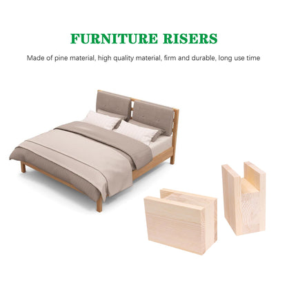 Furniture legs, 10 x 7 x 13.5 cm, groove width 4 cm, wood, table, desk, bed risers, furniture legs, 4 pieces