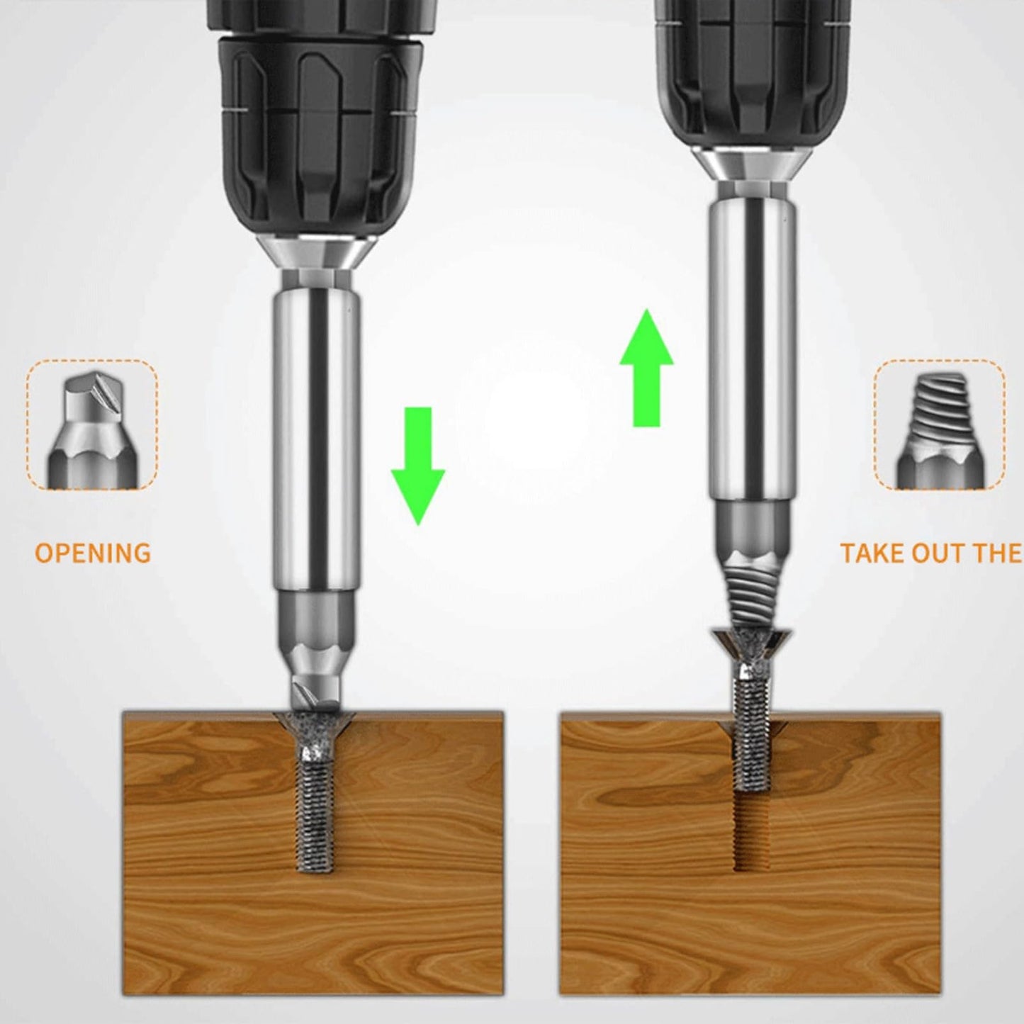 SE22 Screw Extractor for damaged screws, screw remover, tool for removing broken screws with separate polishing and magnetic extension bit holder for damaged screws.