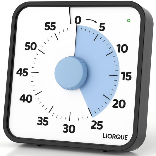 LIORQUE 19cm Visual Timer 60 Minute Countdown Timer with Large Screen for Kids and Adults Quiet Short-Term Timer for Kitchen School Office Battery Included