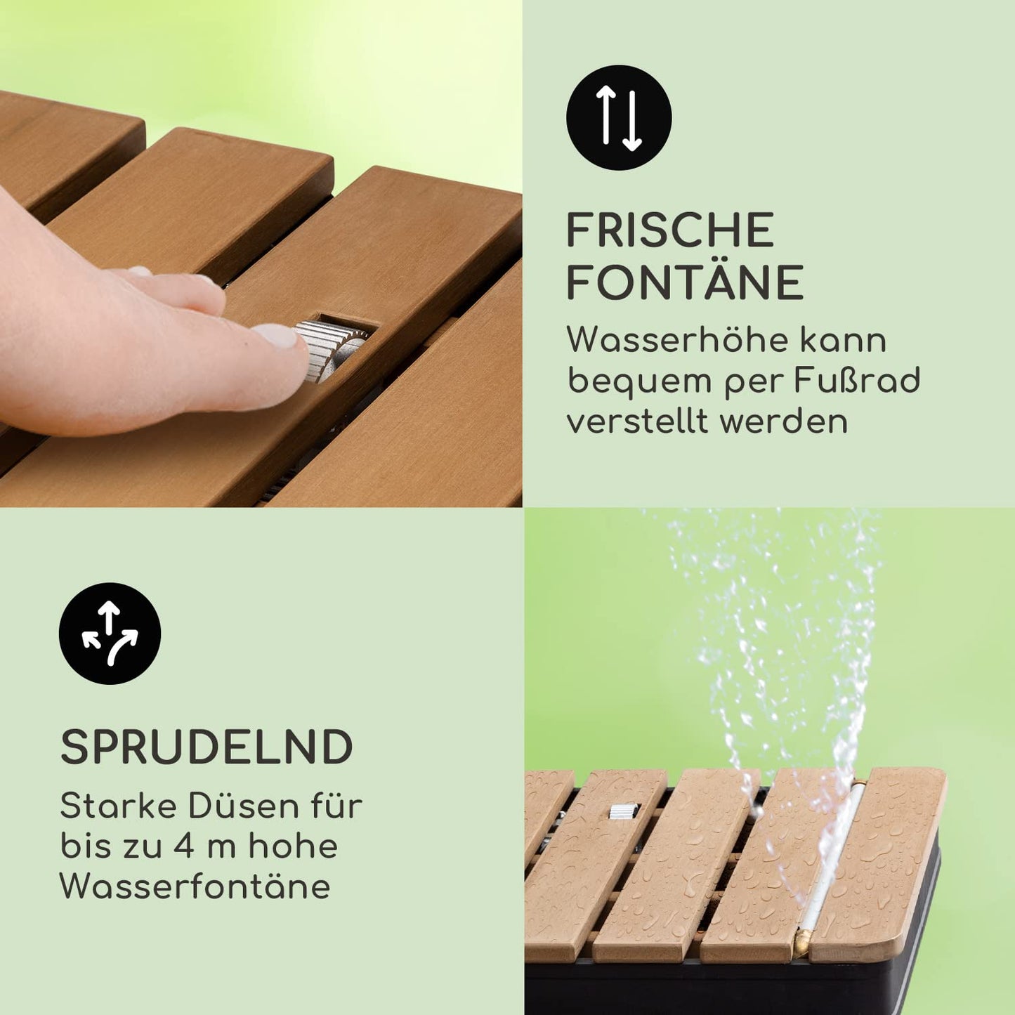 Blumfeldt Mobile Garden Shower, outdoor shower for the garden, floor shower with 4m fountain height, floor garden shower with wood look for pool & sauna, outdoor shower waterproof, frost- & UV-resistant