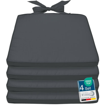 Beautissu Pia 4er Set Chair Cushions 40x45 cm - Outdoor Chair Cushions, Garden Seat Cushion Set for Rattan Chairs, Trapezoidal Outdoor Seat Cushions, Chair Pad Chair Cushion Graphite Grey
