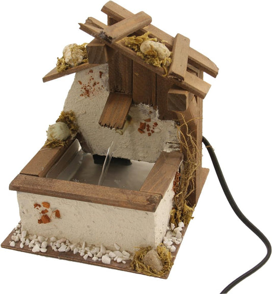 2X FADED Fountain, with pump/Height: 19cm/Hand-painted/detailed nativity figures - Christmas table decoration nativity accessory