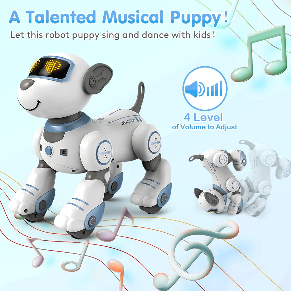 VATOS Robot Dog Kids Remote Control Toy - Interactive Touch and Follow Robot Dog with 17 functions, programmable dance music RC Dog Robot Toy for girls 3-12 years old