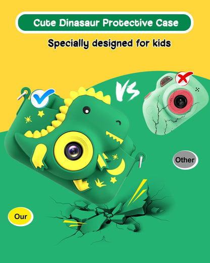 GREENKINDER Kids Camera, 2.0" Screen Children's Camera with 32GB Card, 20MP & 1080P HD Selfie Digital Camera for Kids, Dinosaur Gifts for 3-12 Year Old Boys and Girls