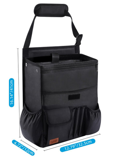 Smof Car Organizer for Front Seat/Passenger Seat, Backseat Hanging Car Seat Organizer for Files, Office Supplies, Backseat Organizer for Kids with Separate Laptop Pocket (Black)