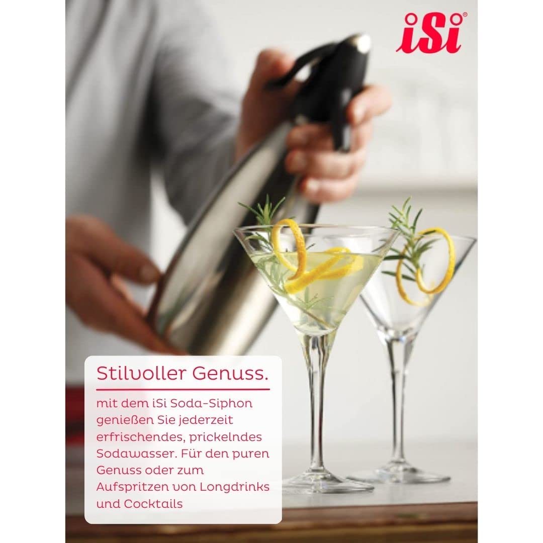 iSi siphon, soda maker for carbonated water, includes stainless steel bottle, adds carbonation to water, ideal for drinks & cocktails, black, 8.5 x 8.5 x 31.5 cm