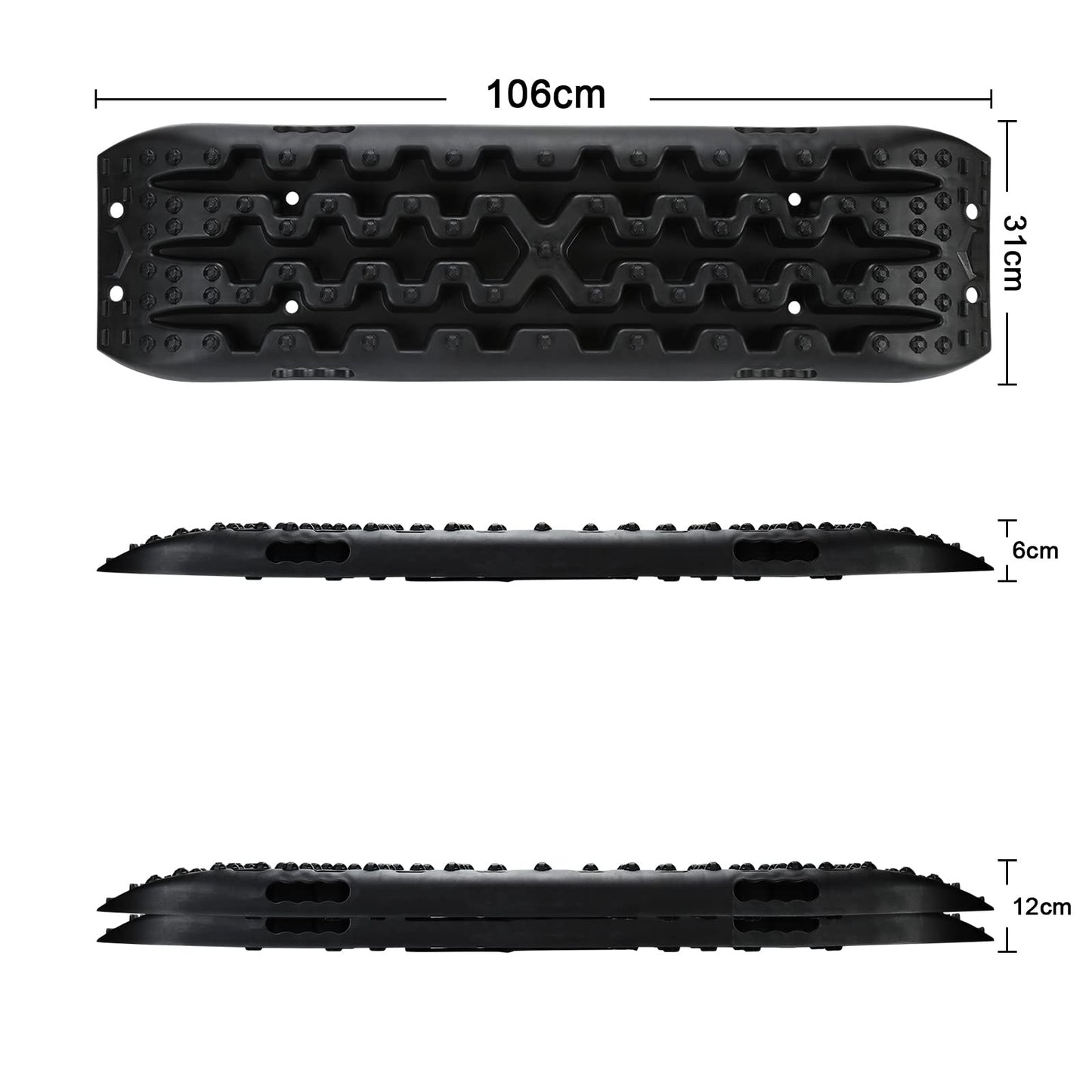 Herrselsam 2 Pieces Sand Boards Offroad Traction Mat Plastic Recovery Board Tracks with Storage Bag and Installation Tool, 10T Load for SUV RV Car Truck.