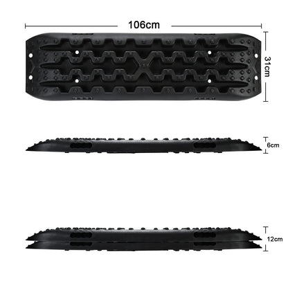 Herrselsam 2 Pieces Sand Boards Offroad Traction Mat Plastic Recovery Board Tracks with Storage Bag and Installation Tool, 10T Load for SUV RV Car Truck.