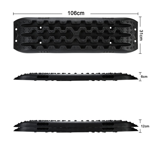 Ansobea traction aid off-road, 2 pieces recovery board tracks mats, with fastening pins & storage bag, traction assistance grip mat for sand snow, for SUVs cars trucks.