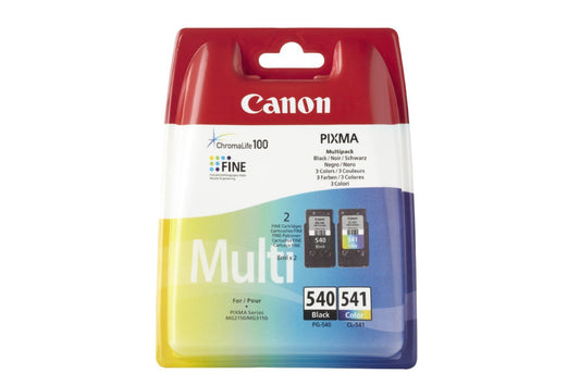 Canon PG-540 + CL-541 printer cartridges - 8ml black + 8ml color for PIXMA printers. Original, 5225B006, Color + Black.