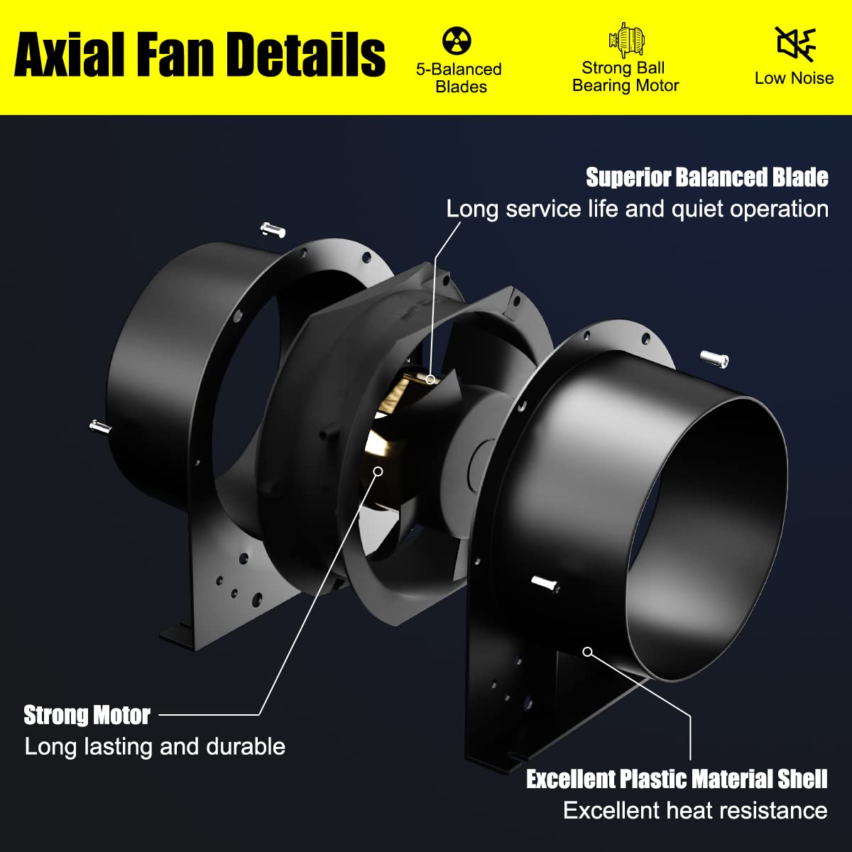 FanGoFast 150mm axial tube fan kit, 334m³/h axial exhaust fan duct fan with ON/OFF switch and 3m hose for grow tent, garage, tool room, office.
