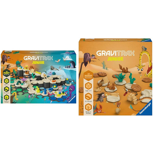 Ravensburger GraviTrax Junior Starter Set XXL & GraviTrax Junior Extension Desert - Expandable marble run for kids.