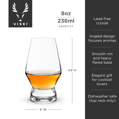 Crystal glass Scotch glasses with base, 2-piece set, lead-free premium crystal glass, classic whiskey glasses, Scotch glasses gift set, 8 ounces (237 ml), Clear.