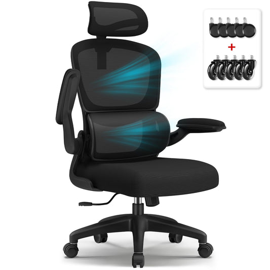 Aiidoits office chair, Ergonomic Office Chair with Adjustable Headrest, Lumbar Support, and Folding Armrests, Executive Chair 150kg, Ergonomic Chair Rocking function up to 135°.