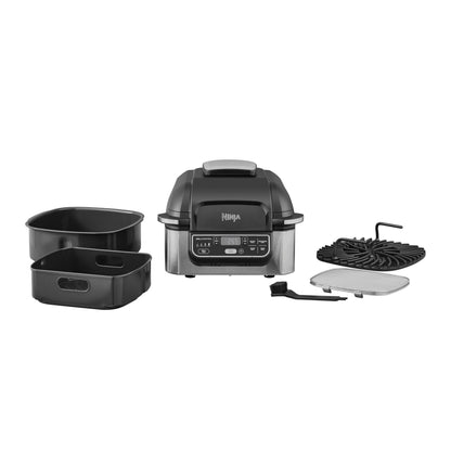 Ninja Foodi Grill & Airfryer, 5.7L air fryer, dishwasher-safe parts, 5-in-1, Black/Silver AG301EU