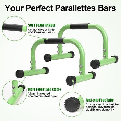 KingMile Parallettes, Handstand Bars, Large Push Up & Dip Bars, Non-Slip Push Up Handles, Calisthenics Equipment for Indoor & Outdoor, Suitable for Home Fitness & Push Ups (Green)