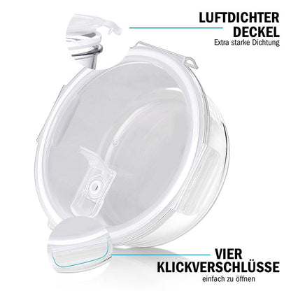 Igluu Meal Prep Round Glass Food Storage Containers with Lid (5-Pack + 1 Spare Lid) – microwave, oven, freezer, dishwasher safe, leak-proof – 840 ml – 1 Compartment - BPA-free Borosilicate Glass