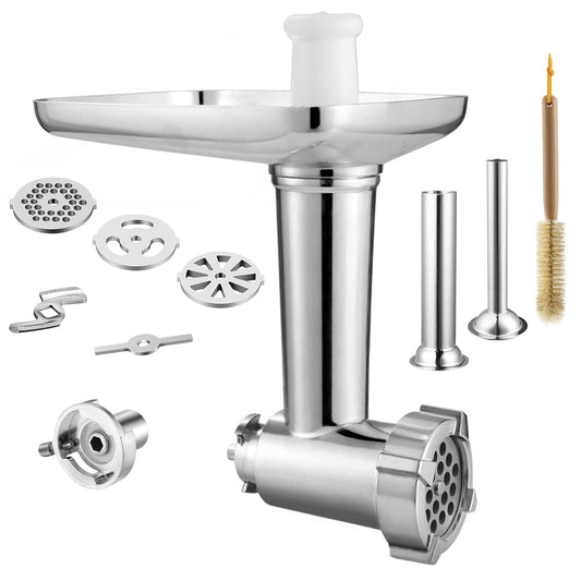Gdrtwwh Meat Grinder Attachment suitable for all Kenwood Chef and kMix Kitchen Machines, with 2 sausage filling tubes and 4 grinding discs.