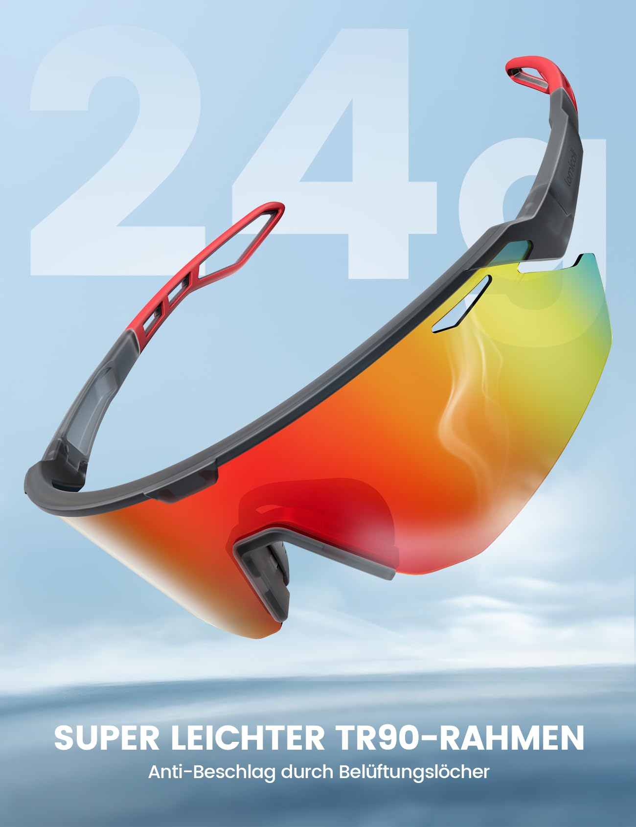 Lamicall Quick Glasses Men, Cycling Glasses Women - [24g TR-90 Super Light] Polarized Sports Glasses Running Glasses with Adjustable Nosepad & Temples, UV400 Sports Sunglasses for Biking/Ebike/Running