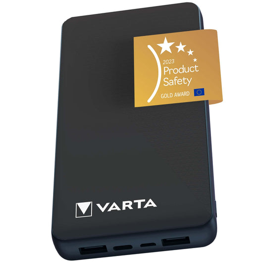 VARTA Power Bank 20000mAh, Power on Demand Powerbank with 4 ports (1x Micro USB, 2x USB A, 1x USB C), compatible with tablets & smartphones, in environmentally friendly packaging.