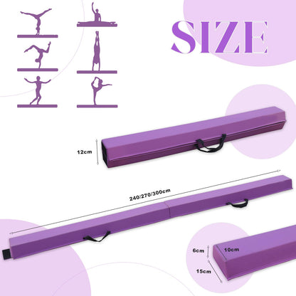 SportBob balance beam children's foldable balance beam 240cm PU leather balance beam for home practice balance beam training beam for children, fitness/training/gymnastics