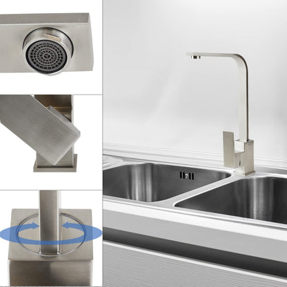 Mursche Kitchen Faucet Brushed High Pressure - Stainless Steel Mixer Tap 360° Swivel Sink Faucet 34CM Single Lever Mixer Faucets for Sink Garden Bathroom