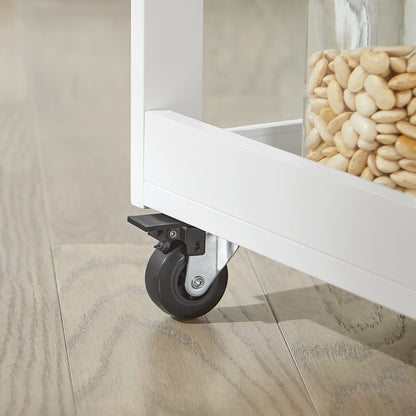 SoBuy rolling kitchen cart serving cart side table with 3 shelves kitchen cart for kitchen, living room, dining room white-natural BHT approx. 60x90x40cm FKW75-WN