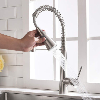 TIMACO kitchen faucet 360° swivel kitchen tap mixer kitchen faucet brushed nickel spiral spring faucet.