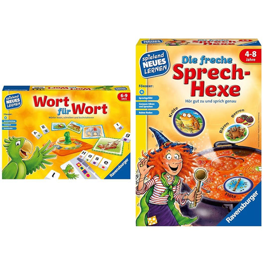 Ravensburger 24955 - Word for Word - Playing and Learning for Children & 24944 - The Cheeky Talking Witch - Playing and Learning for Children.