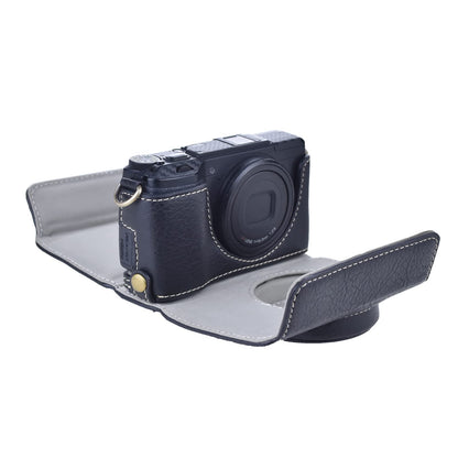 Rieibi GR II bag vintage PU leather camera case for GR II GRII GR2 DSLR camera protective cover with strap black, black, retro style