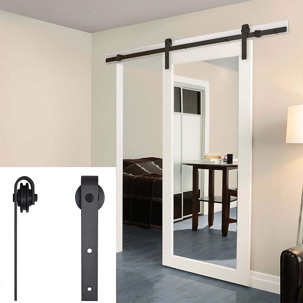 300cm sliding door kit, sliding door system for interior doors, complete set with pulleys for hanging rails (300cm)