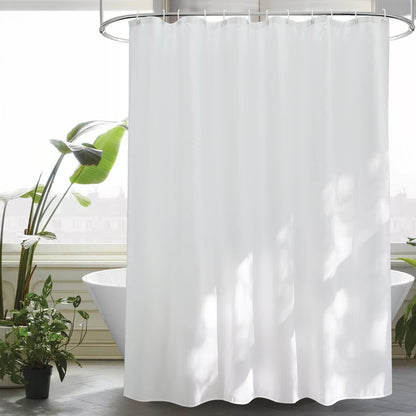 Extra wide white shower curtain 275 x 180 Textile polyester fabric shower curtains, waterproof washable anti-mold bath curtain with 18 rings