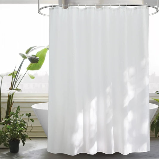 Extra wide white shower curtain 275 x 180 Textile polyester fabric shower curtains, waterproof washable anti-mold bath curtain with 18 rings