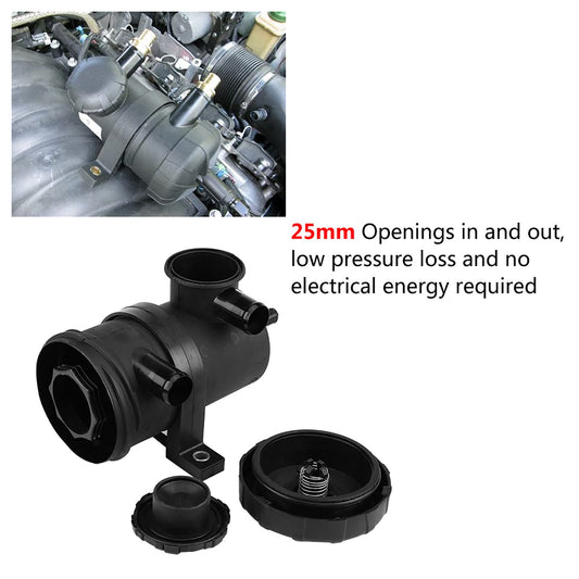 Reminnbor Universal Oil Air Separator 3931030955 - Oil sump made of ABS plastic and stainless steel - Black-silver - Universal for vehicles with motor oil
