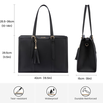 LOVEVOOK 15.6 Inch Laptop Bag Women Handbag Shoulder Crossbody Bag Leather Tote Bag Large Shopper Bag Elegant Shoulder Bag Briefcase Work Bag Teacher Bag for Office