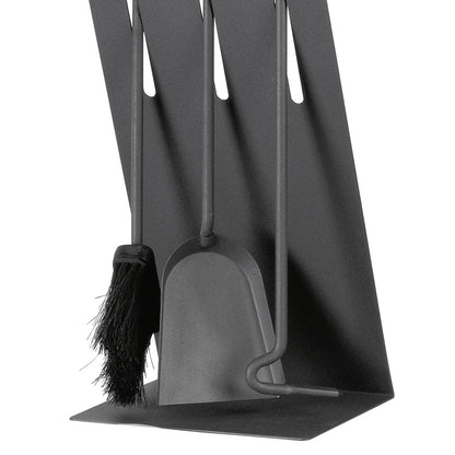 raik Fireplace Tools Gustav 3-piece set made of steel Fireplace utensils in anthracite grey Fireplace set with wooden handles shovel broom and poker 60x23x17 cm